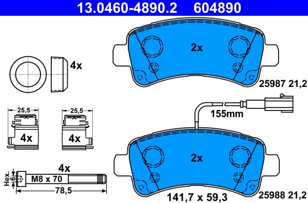 ATE 13.0460-4890.2 - Kit de plaquettes de frein, frein à disque cwaw.fr