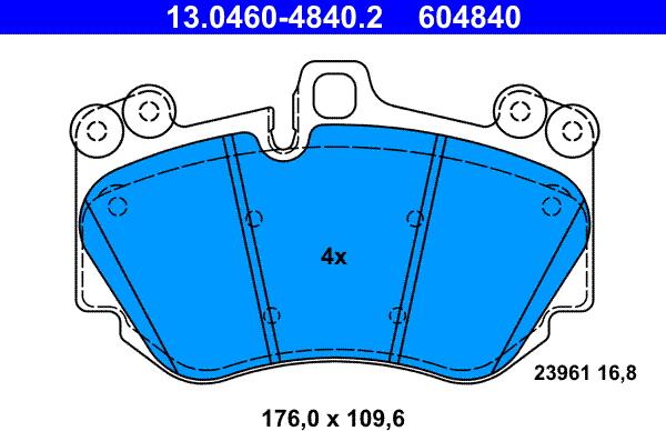 ATE 13.0460-4840.2 - Kit de plaquettes de frein, frein à disque cwaw.fr