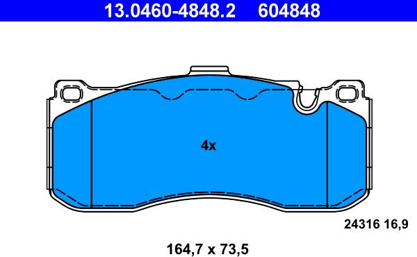 ATE 13.0460-4848.2 - Kit de plaquettes de frein, frein à disque cwaw.fr