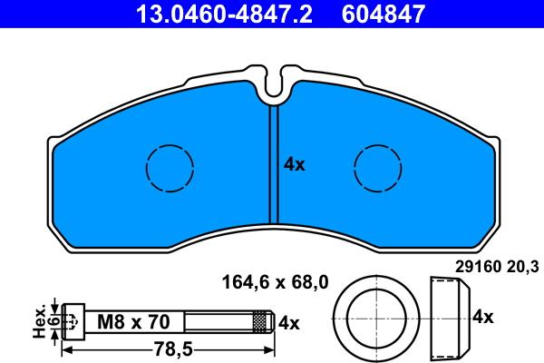 ATE 13.0460-4847.2 - Kit de plaquettes de frein, frein à disque cwaw.fr