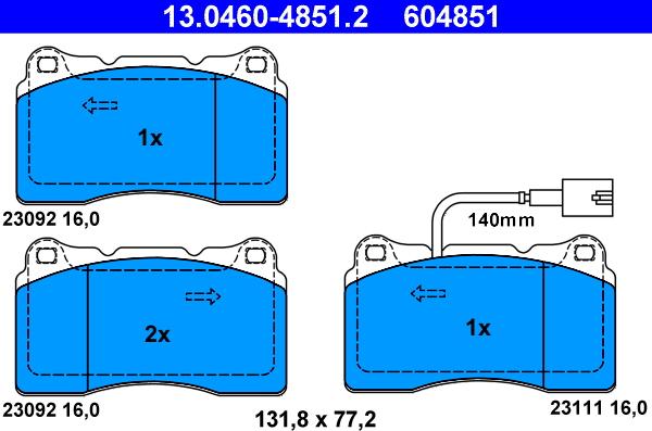 ATE 13.0460-4851.2 - Kit de plaquettes de frein, frein à disque cwaw.fr