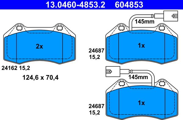 ATE 13.0460-4853.2 - Kit de plaquettes de frein, frein à disque cwaw.fr