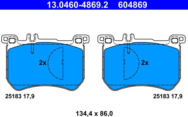 ATE 13.0460-4869.2 - Kit de plaquettes de frein, frein à disque cwaw.fr