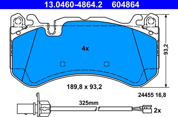 ATE 13.0460-4864.2 - Kit de plaquettes de frein, frein à disque cwaw.fr