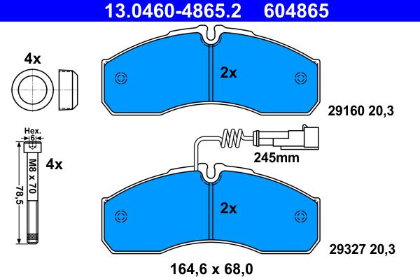 ATE 13.0460-4865.2 - Kit de plaquettes de frein, frein à disque cwaw.fr