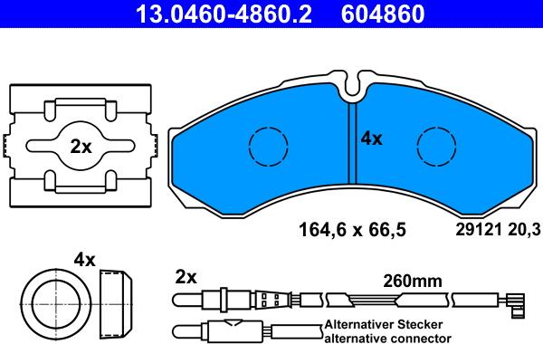 ATE 13.0460-4860.2 - Kit de plaquettes de frein, frein à disque cwaw.fr