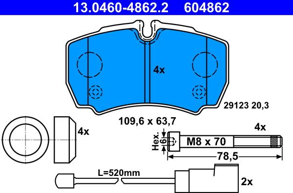 ATE 13.0460-4862.2 - Kit de plaquettes de frein, frein à disque cwaw.fr