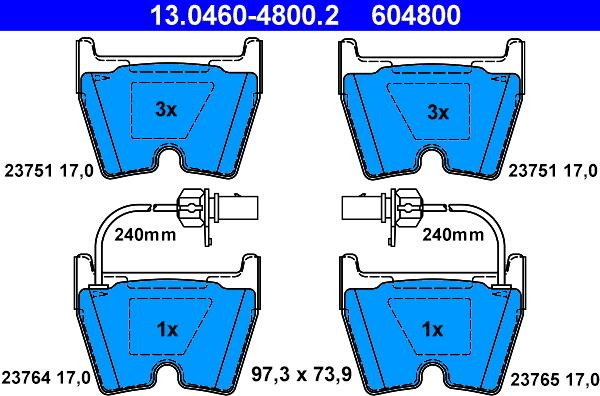 ATE 13.0460-4800.2 - Kit de plaquettes de frein, frein à disque cwaw.fr