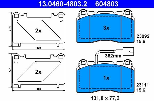 ATE 13.0460-4803.2 - Kit de plaquettes de frein, frein à disque cwaw.fr