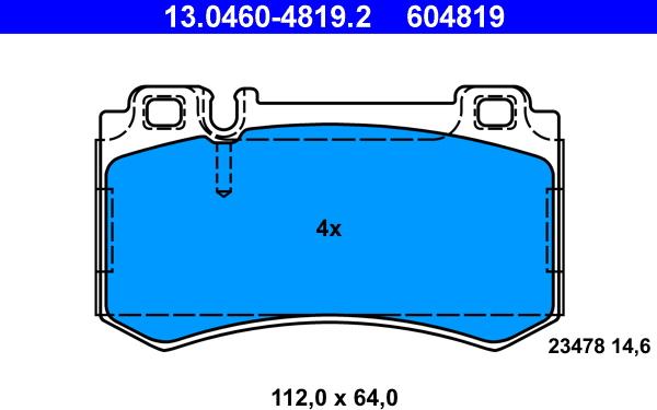 ATE 13.0460-4819.2 - Kit de plaquettes de frein, frein à disque cwaw.fr