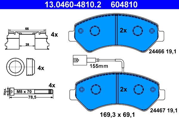 ATE 13.0460-4810.2 - Kit de plaquettes de frein, frein à disque cwaw.fr