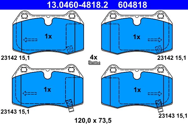 ATE 13.0460-4818.2 - Kit de plaquettes de frein, frein à disque cwaw.fr