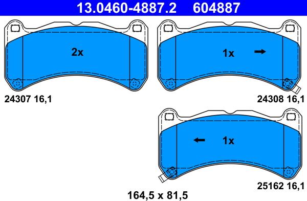 ATE 13.0460-4887.2 - Kit de plaquettes de frein, frein à disque cwaw.fr