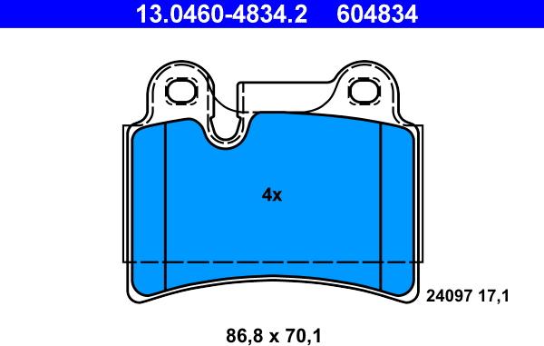 ATE 13.0460-4834.2 - Kit de plaquettes de frein, frein à disque cwaw.fr