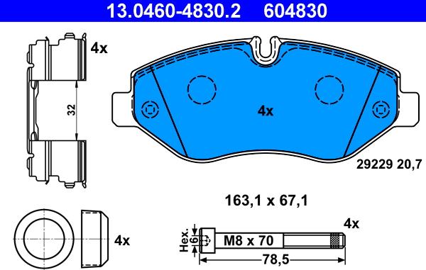 ATE 13.0460-4830.2 - Kit de plaquettes de frein, frein à disque cwaw.fr