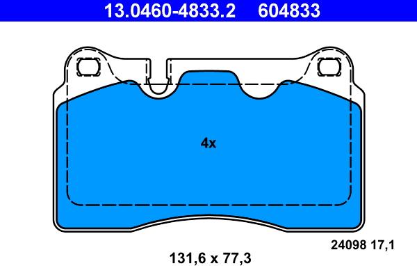 ATE 13.0460-4833.2 - Kit de plaquettes de frein, frein à disque cwaw.fr