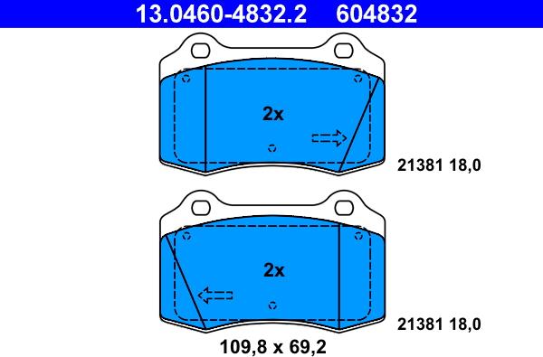 ATE 13.0460-4832.2 - Kit de plaquettes de frein, frein à disque cwaw.fr