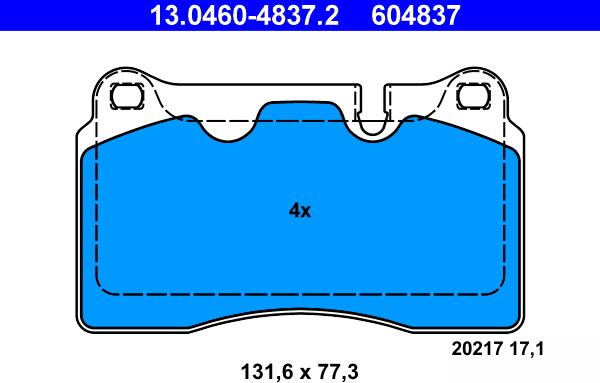 ATE 13.0460-4837.2 - Kit de plaquettes de frein, frein à disque cwaw.fr