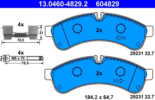 ATE 13.0460-4829.2 - Kit de plaquettes de frein, frein à disque cwaw.fr