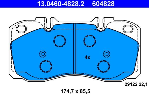 ATE 13.0460-4828.2 - Kit de plaquettes de frein, frein à disque cwaw.fr