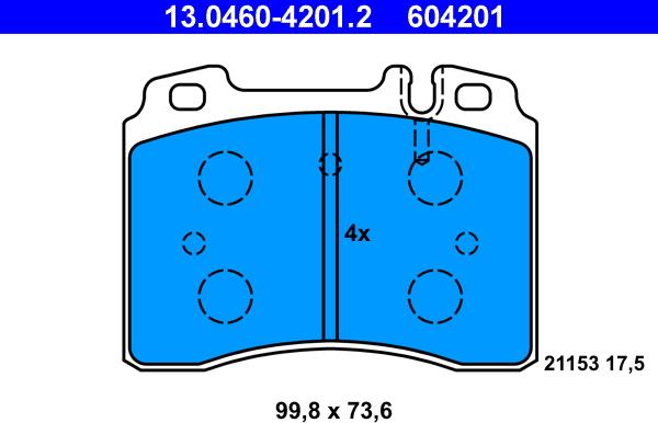 ATE 13.0460-4201.2 - Kit de plaquettes de frein, frein à disque cwaw.fr