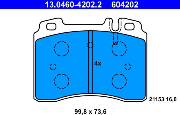 ATE 13.0460-4202.2 - Kit de plaquettes de frein, frein à disque cwaw.fr