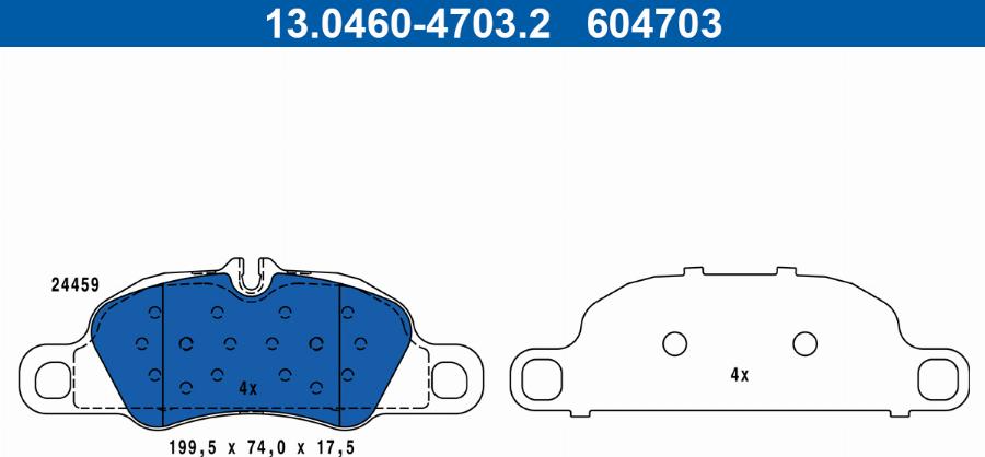 ATE 13.0460-4703.2 - Kit de plaquettes de frein, frein à disque cwaw.fr