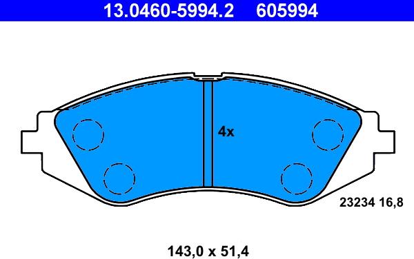 ATE 13.0460-5994.2 - Kit de plaquettes de frein, frein à disque cwaw.fr