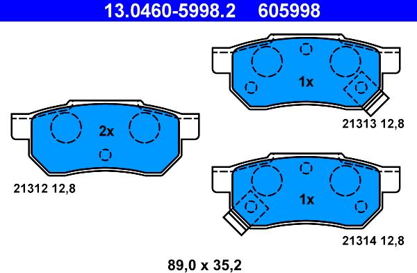 ATE 13.0460-5998.2 - Kit de plaquettes de frein, frein à disque cwaw.fr