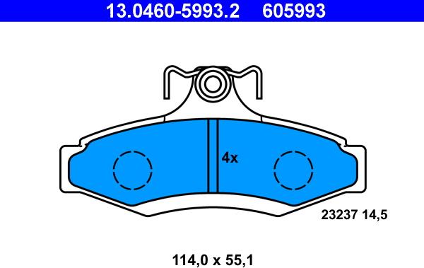 ATE 13.0460-5993.2 - Kit de plaquettes de frein, frein à disque cwaw.fr