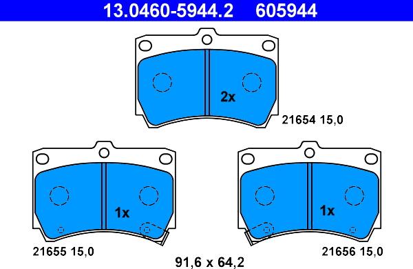 ATE 13.0460-5944.2 - Kit de plaquettes de frein, frein à disque cwaw.fr