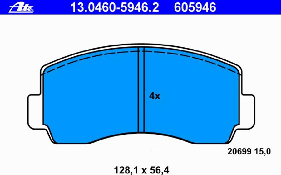 ATE 13.0460-5946.2 - Kit de plaquettes de frein, frein à disque cwaw.fr