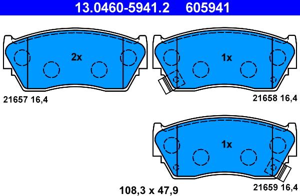 ATE 13.0460-5941.2 - Kit de plaquettes de frein, frein à disque cwaw.fr