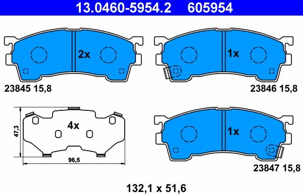 ATE 13.0460-5954.2 - Kit de plaquettes de frein, frein à disque cwaw.fr