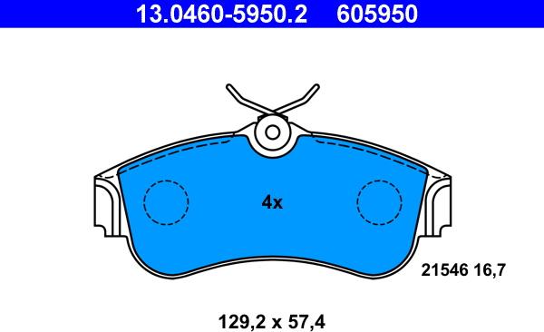 ATE 13.0460-5950.2 - Kit de plaquettes de frein, frein à disque cwaw.fr