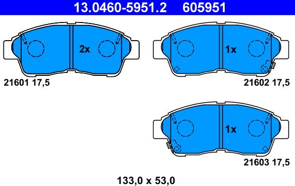 ATE 13.0460-5951.2 - Kit de plaquettes de frein, frein à disque cwaw.fr