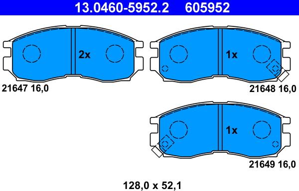 ATE 13.0460-5952.2 - Kit de plaquettes de frein, frein à disque cwaw.fr