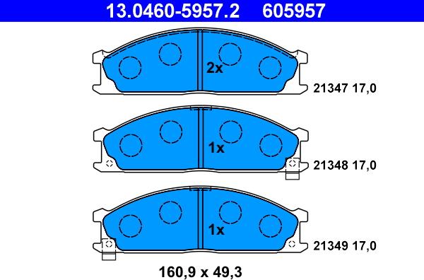 ATE 13.0460-5957.2 - Kit de plaquettes de frein, frein à disque cwaw.fr