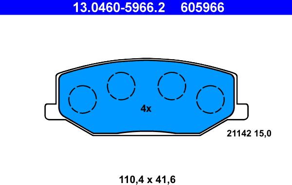 ATE 13.0460-5966.2 - Kit de plaquettes de frein, frein à disque cwaw.fr