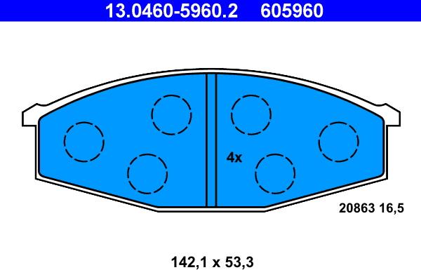 ATE 13.0460-5960.2 - Kit de plaquettes de frein, frein à disque cwaw.fr