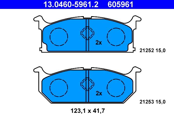 ATE 13.0460-5961.2 - Kit de plaquettes de frein, frein à disque cwaw.fr