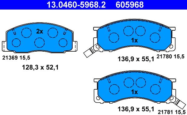 ATE 13.0460-5968.2 - Kit de plaquettes de frein, frein à disque cwaw.fr