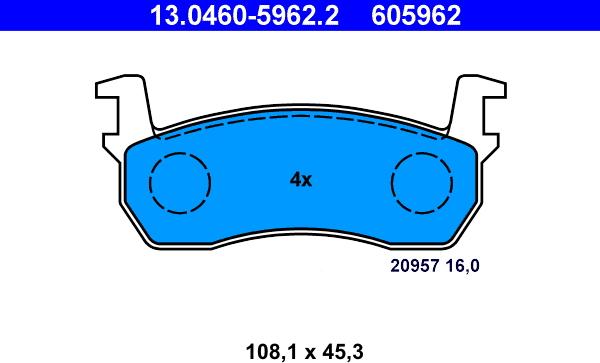 ATE 13.0460-5962.2 - Kit de plaquettes de frein, frein à disque cwaw.fr