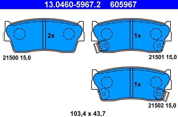 ATE 13.0460-5967.2 - Kit de plaquettes de frein, frein à disque cwaw.fr