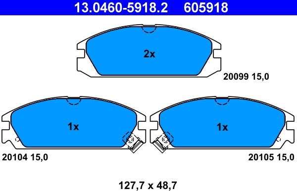 ATE 13.0460-5918.2 - Kit de plaquettes de frein, frein à disque cwaw.fr