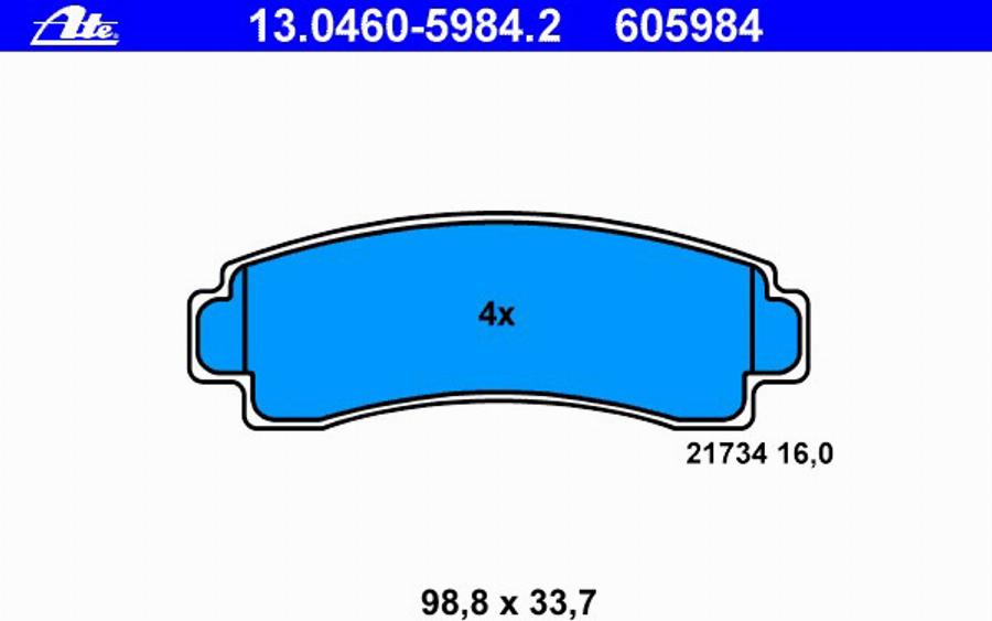 ATE 13 0460 5984 2 - Kit de plaquettes de frein, frein à disque cwaw.fr