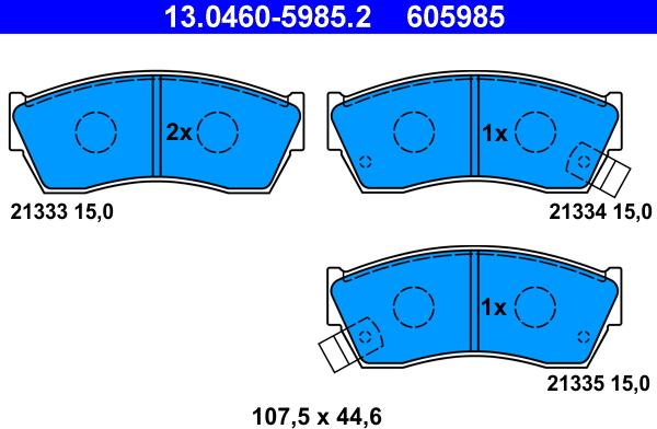 ATE 13.0460-5985.2 - Kit de plaquettes de frein, frein à disque cwaw.fr