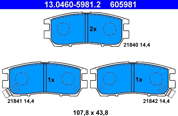 ATE 13.0460-5981.2 - Kit de plaquettes de frein, frein à disque cwaw.fr