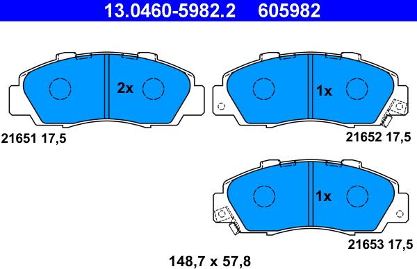 ATE 13.0460-5982.2 - Kit de plaquettes de frein, frein à disque cwaw.fr