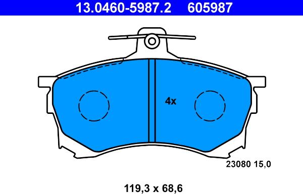 ATE 13.0460-5987.2 - Kit de plaquettes de frein, frein à disque cwaw.fr